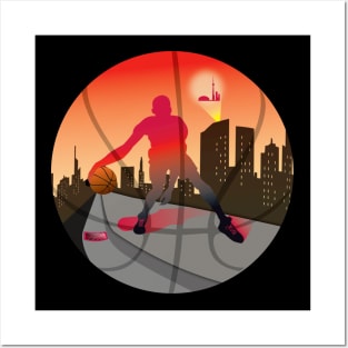 Basketball Street Baller Red and Black Colors Posters and Art